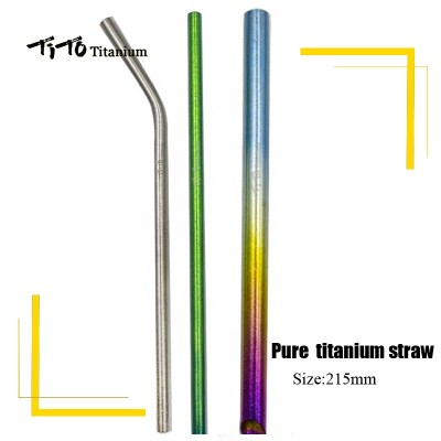 TiTo titanium straws with 1 cleaner brush titanium bend straw kitchen Outdoor camping drinking family and holiday gift straws