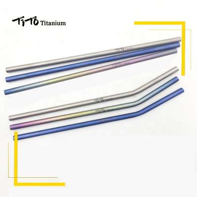 TITO titanium straws with cleaner brush titanium mike tea straw kitchen Outdoor camping drinking gift Colorful straws