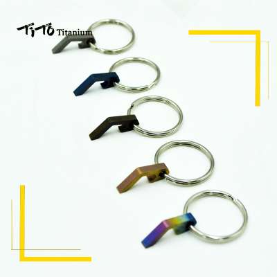 TITO Titanium factory wholesale 2 in 1 GR5  mini customized wine bottle opener keychain for outdoor EDC suitable for men