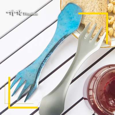 TiTo Titanium Spork Outdoor Camping Bright Color  Fork Titanium Spoon Knife Combo Hiking Picnic Survival Outdoor Tableware